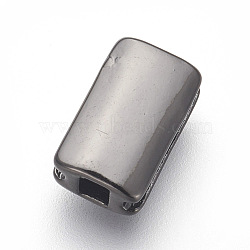Brass Grooved Beads, Lead Free & Cadmium Free, Rectangle, Gunmetal, 10x6x3.5mm, Hole: 2x2mm and 9x1mm(ZIRC-E152-09B-RS)