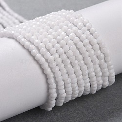 Glass Imitation Jade Beads Strands, Faceted Round, White, 2x2mm, Hole: 0.6mm, about 184pcs/strand, 14.49''(36.8cm)(X-GLAA-H021-02-08)