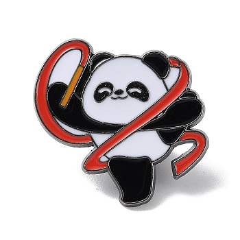 Sports Theme Panda Enamel Pins, Gunmetal Alloy Brooch for Backpack Clothes, Gymnastics, 25x28.5mm