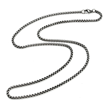 304 Stainless Steel Box Chain Necklace, Gunmetal, 23.90 inch(60.7cm), 3mm