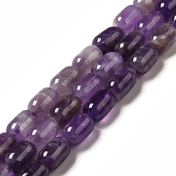 Natural Amethyst Beads Strands, Column, 9x6mm, Hole: 1~1.2mm, about 20~21pcs/strand, 7.09~7.48 inch(18~19cm)