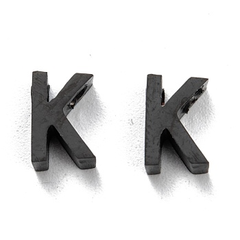 304 Stainless Steel Charms, Alphabet, Electrophoresis Black, Letter.K, 8x5x3mm, Hole: 1.8mm