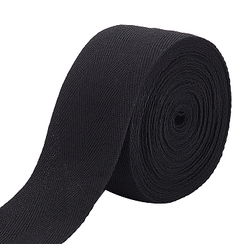 9M Cotton Ribbon, Twill Tape Ribbon, Double Herringbone Ribbon, for Carpet Decor, Flat, Black, 2 inch(50mm), about 9.84 Yards(9m)/Bag