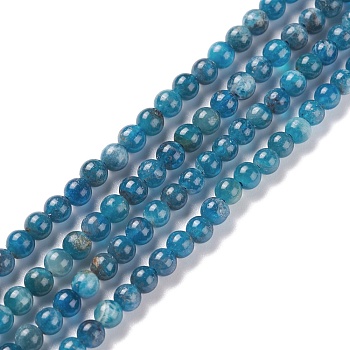 Natural Apatite Beads Strands, Round, 4mm, Hole: 0.8mm, about 95pcs/strand, 15.5 inch(39.5cm)