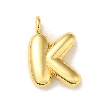 Brass Pendants, Real 18K Gold Plated, Letter K, 19x14x5.5mm, Hole: 3.3mm