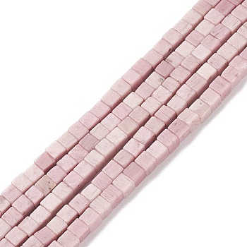 Natural Rhodonite Beads Strands, Cube, 4~4.5x4~4.5x4~4.5mm, Hole: 1mm, about 92pcs/strand, 15.35''(39cm)