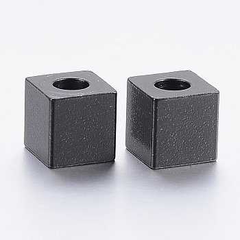 304 Stainless Steel Beads, Cube, Electrophoresis Black, 6x6x6mm, Hole: 3mm