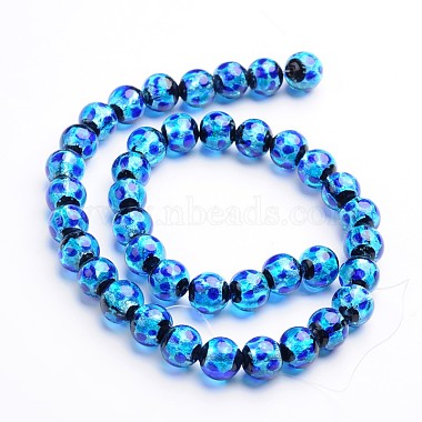 Glow in the Dark Luminous Style Handmade Silver Foil Glass Round Beads(FOIL-I006-10mm-02)-2