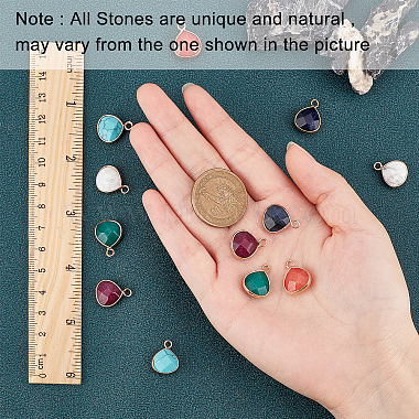 Sunnyclue 12шт. 6 цвета подвески из натурального белого нефрита с драгоценными камнями(G-SC0002-08A)-3