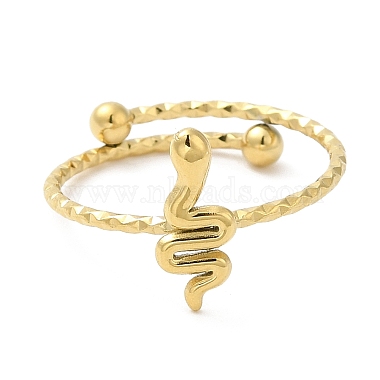 304 Stainless Steel Snake Adjustable Ring for Women(RJEW-I098-11G)-2