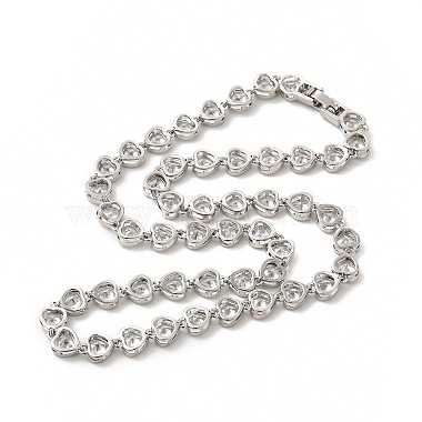 Klare Halskette mit Herzgliedern aus kubischem Zirkonia(NJEW-E074-06P)-2