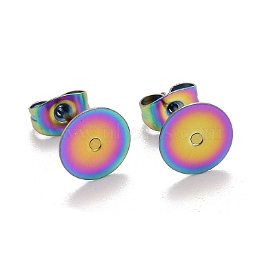 Multi-color Flat Round 304 Stainless Steel Earring Pads