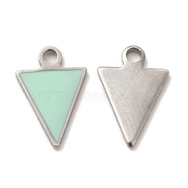 Stainless Steel Color Pale Turquoise Triangle Stainless Steel+Enamel Pendants