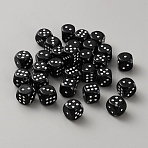 Opaque Acrylic Beads, Dice, Black, 10x10x10mm, Hole: 2mm(OACR-WH20002-08A)