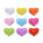 Opaque Acrylic Beads, Heart, Mixed Color, 17x22x10mm, Hole: 1.4mm(X-MACR-S373-70-AM)