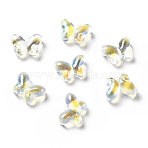 Transparent Baking Paint Glass Beads, with Glitter Powder, Butterfly, Clear AB, 10x14x5.5mm, Hole: 1mm(GLAA-F115-01E)