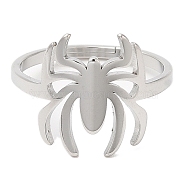 304 Stainless Steel Spider Adjustable Ring for Women, Stainless Steel Color, Inner Diameter: 16.4mm(RJEW-M149-06P)