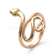 Adjustable Brass Cuff Rings, Open Rings, Snake, Golden, Size 6, 16.7mm(RJEW-G096-32G)