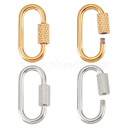 4Pcs 2 Colors Ion Plating(IP) 304 Stainless Steel Screw Carabiner Lock Charms, for Necklaces Making, Oval, Platinum & Golden, 22x11x4mm, Screw: 7x4mm, 2pcs/color(STAS-UN0045-33)