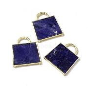 Natural Sodalite Pendants, Handbag Charms, with Rack Plating Golden Tone Brass Findings, Cadmium Free & Lead Free, 34x29.5x3mm, Hole: 6x11mm(G-G977-04G-03)