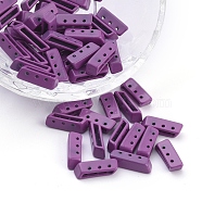 Spray Painted Alloy Multi-Strand Links, For Tile Elastic Bracelets Making, Rectangle, Purple, 5x14x4mm, Hole: 1mm(PALLOY-G268-H-059)