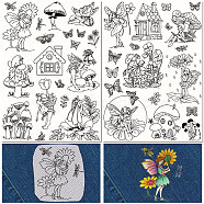 Plastic Water-soluble Embroidery Aid Drawing Sketch, Rectangle, Angel & Fairy, 297x210mmm, 2pcs/set(DIY-WH0514-034)