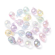 Transparent Acrylic Pendants, Iridescent, AB Color Plated, Ball, Mixed Color, 21x14x14mm, Hole: 3mm(MACR-D059-01)