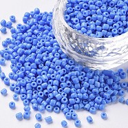 12/0 Glass Seed Beads, Opaque Colours Seed, Small Craft Beads for DIY Jewelry Making, Round, Round Hole, Cornflower Blue, 12/0, 2mm, Hole: 1mm, about 3333pcs/50g, 50g/bag, 18bags/2pounds(SEED-US0003-2mm-43B)