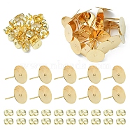 20Pcs 304 Stainless Steel Stud Earring Findings, Flat Round Pad Base Earring Settings, with 20Pcs Friction Ear Nuts, Golden, 10x0.3mm, Pin: 0.7mm(STAS-YW0001-42B)