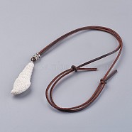 Adjustable Synthetic Lava Rock Pendant Necklaces, with Leather Cord and Alloy Finding, Sea Snail, White, 34.64 inch~35.43 inch(88~90cm)(NJEW-P237-A06)