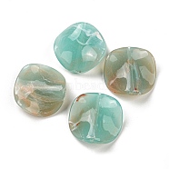 Opaque Acrylic Beads, Wave Flat Round, Turquoise, 24x6mm, Hole: 1.8mm, about 255pcs/500g(OACR-B013-32G)