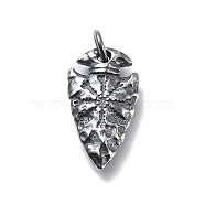 925 Sterling Silver Pendants with Jump Rings, for Jewelry Making, Antique Silver, Arrow Head, 11.5x10x3.5mm, Hole: 3mm(STER-R001-03S-03)