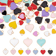 PandaHall Elite 84Pcs 14 Style Alloy Enamel Charms, Heart, Light Gold, Mixed Color, 12~17x10~16x2~3mm, Hole: 1.6~2mm, 6pcs/style(ENAM-PH0002-31)