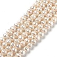 Natural Cultured Freshwater Pearl Beads Strands, Round, Bisque, 8~11mm, Hole: 0.6mm, about 42pcs/strand, 13.98 inch(35.5cm)(PEAR-L033-23-01)