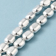 Electroplated Synthetic Non-magnetic Hematite Beads Strands, Oval, Silver Plated, 9.5x8x6mm, Hole: 0.9mm, about 42pcs/strand, 16.14''(41cm)(G-Q1009-J02-01S)