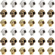 Alloy European Beads, Large Hole Beads, Skull, Antique Bronze & Antique Silver & Antique Golden, Mixed Color, 12x8x9mm, Hole: 4.5mm, 3 Colors, 20pcs/color, 60pcs/set(PALLOY-GA0001-02)