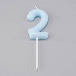 Paraffin Candles, Number Shaped Smokeless Candles, Decorations for Wedding, Birthday Party, Sky Blue, Num.2, 2: 89x27.5x7.5mm(DIY-K028-D01-02)