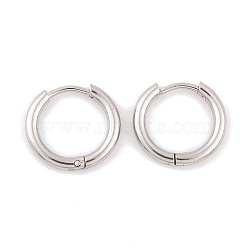 Non-Tarnish Round Ring 304 Stainless Steel Hoop Earrings for Women, Stainless Steel Color, 14x2mm(EJEW-G388-02A-P)