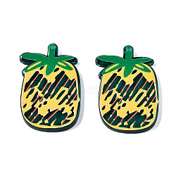 Translucent Acrylic Pendants, 3D Printed, Pineapple, Dark Green, 34.5x24x3mm, Hole: 1.4mm(TACR-T021-38E)