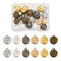 36Pcs 6 Colors Alloy Charms, Cadmium Free & Lead Free, Dome/Half Round with Football Pattern, Mixed Color, 15x12x4mm, Hole: 1.8mm, 6pcs/color(FIND-CW0001-19)