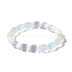 Natural Selenite Column Beaded Stretch Bracelet for Women, Inner Diameter: 2-1/8 inch(5.3cm)(BJEW-I312-04)