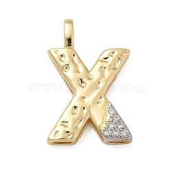 Brass Micro Pave Cubic Zirconia Pendants, Letter Charms, Real 18K Gold Plated, Letter X, 27x17x4mm, Hole: 5x2.5mm(KK-B126-02G-X)