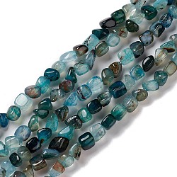 Natural Agate Beads Strands, Nuggets, Dyed & Heated, Dark Cyan, 5~11x5~12x5~11mm, Hole: 1~1.4mm, about 39~50pcs/strand, 14.17~14.96 inch(36~38cm)(G-F745-08)