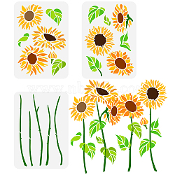 3Pcs 3 Styles PET Hollow Out Drawing Painting Stencils, for DIY Scrapbook, Photo Album, Flower Pattern, 297x210mm, 1pc/style(DIY-WH0394-0054)