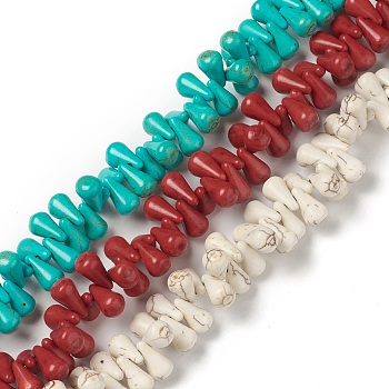 8 Strands Synthetic Howlite Beads Strands, Mixed Dyed and Undyed, Teardrop, Mixed Color, 11x6x6mm, Hole: 1.2mm, about 127~150pcs/strand, 15.98~16.54 inch(40.6~42cm)