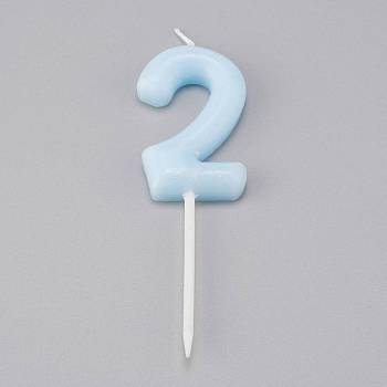 Paraffin Candles, Number Shaped Smokeless Candles, Decorations for Wedding, Birthday Party, Sky Blue, Num.2, 2: 89x27.5x7.5mm