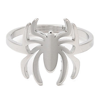 304 Stainless Steel Spider Adjustable Ring for Women, Stainless Steel Color, Inner Diameter: 16.4mm