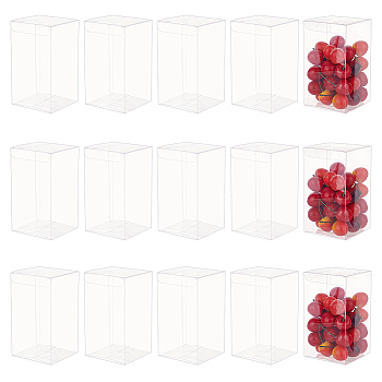 Rectangle Transparent Plastic PVC Box Gift Packaging, Waterproof Folding Box, for Toys & Molds, Clear, Box: 8x8x14cm