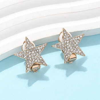 Star Brass Micro Pave Clear Cubic Zirconia Clip-on Earrings, Real 18K Gold Plated, 18.5x18.5mm