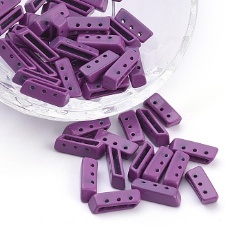 Spray Painted Alloy Multi-Strand Links, For Tile Elastic Bracelets Making, Rectangle, Purple, 5x14x4mm, Hole: 1mm